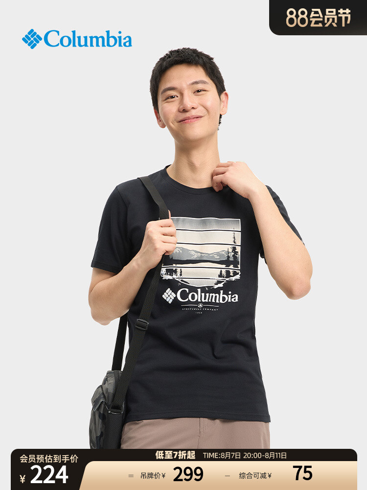 

Мужская спортивная футболка Columbia с короткими рукавами и принтом, черная