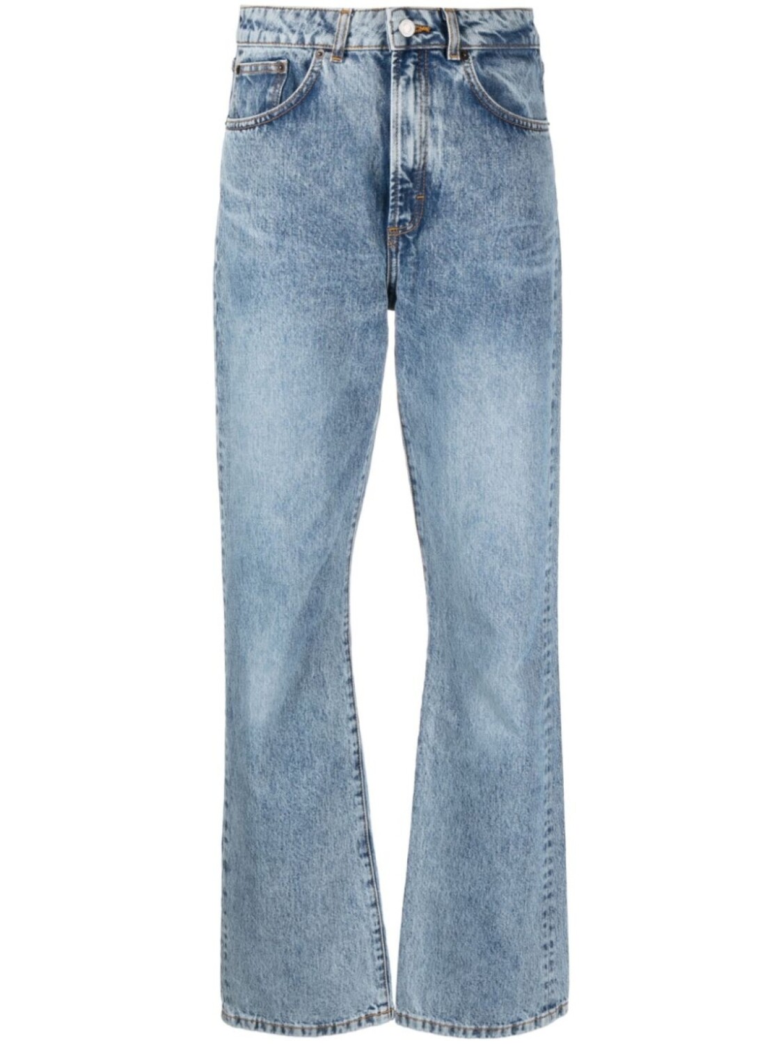 

Jeanerica logo-patch organic cotton straight-leg jeans, синий