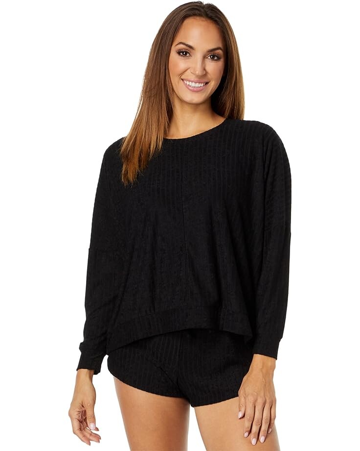 

Пижамный комплект Honeydew Intimates Night Owl Rib Terry Cloth Lounge Set, черный