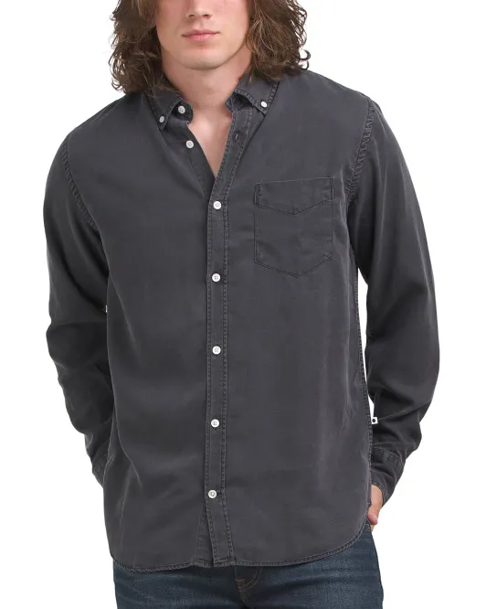 

Сделано в Португалии Levon 5767 Рубашка из окрашенного тенселя Nn07, черный