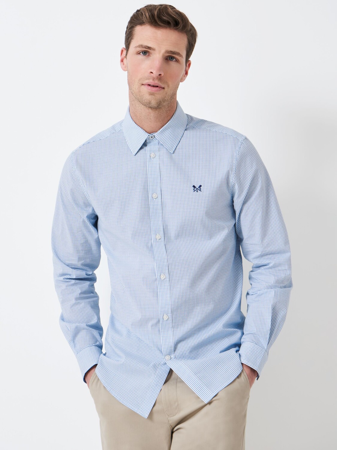 

Рубашка Crew Clothing Mini Grid Check Week, светло-голубая