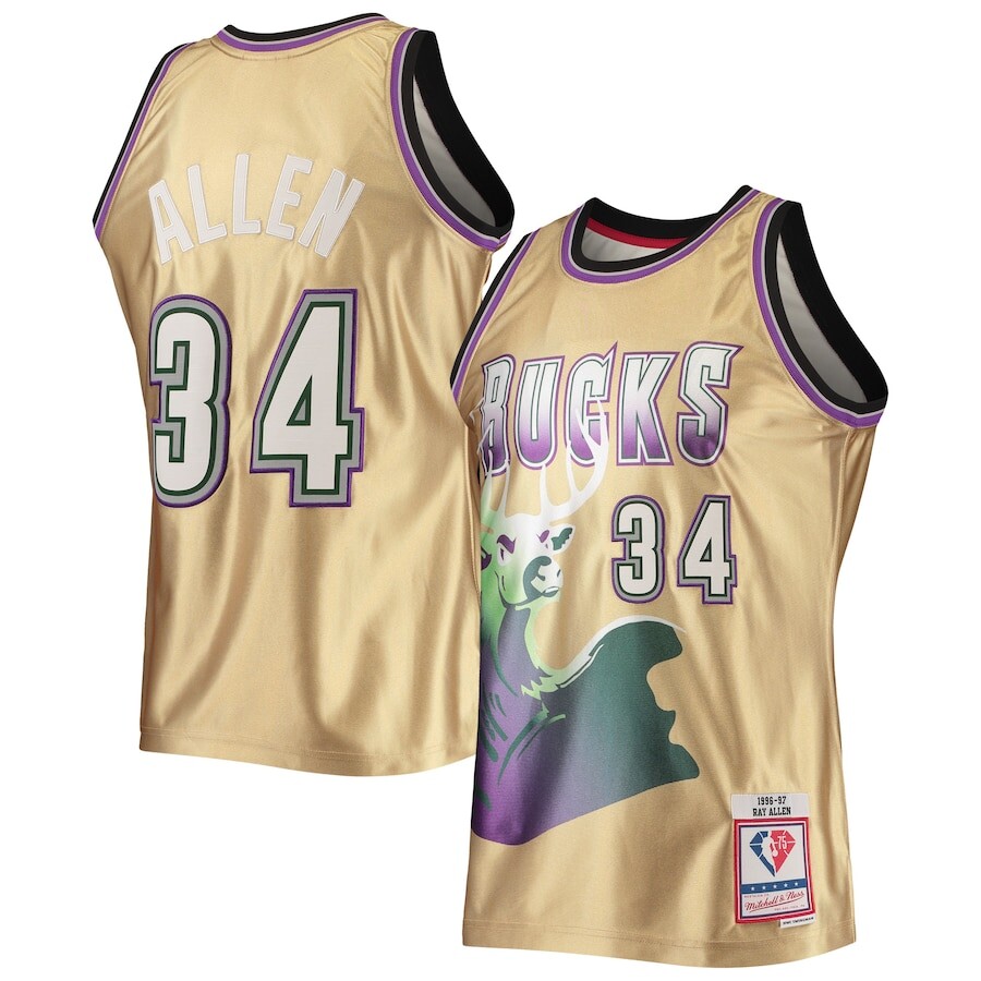 

Джерси Mitchell & Ness Milwaukee Bucks, золотой