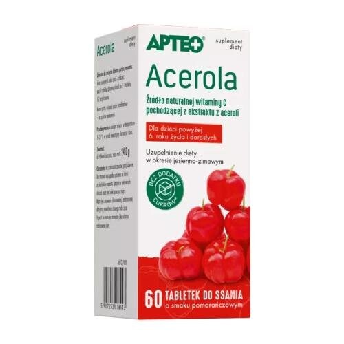 

Apteo, Ацерола, витамин С для пастилок, 60 таблеток.