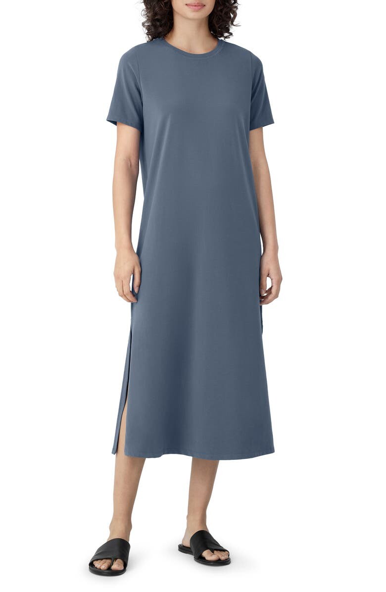 

Платье-футболка миди из органического хлопка пима стрейч EILEEN FISHER