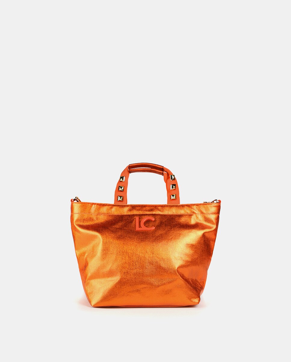 цена Сумка-шопер среднего размера металлик оранжевого цвета со съемным органайзером Lola Casademunt, оранжевый