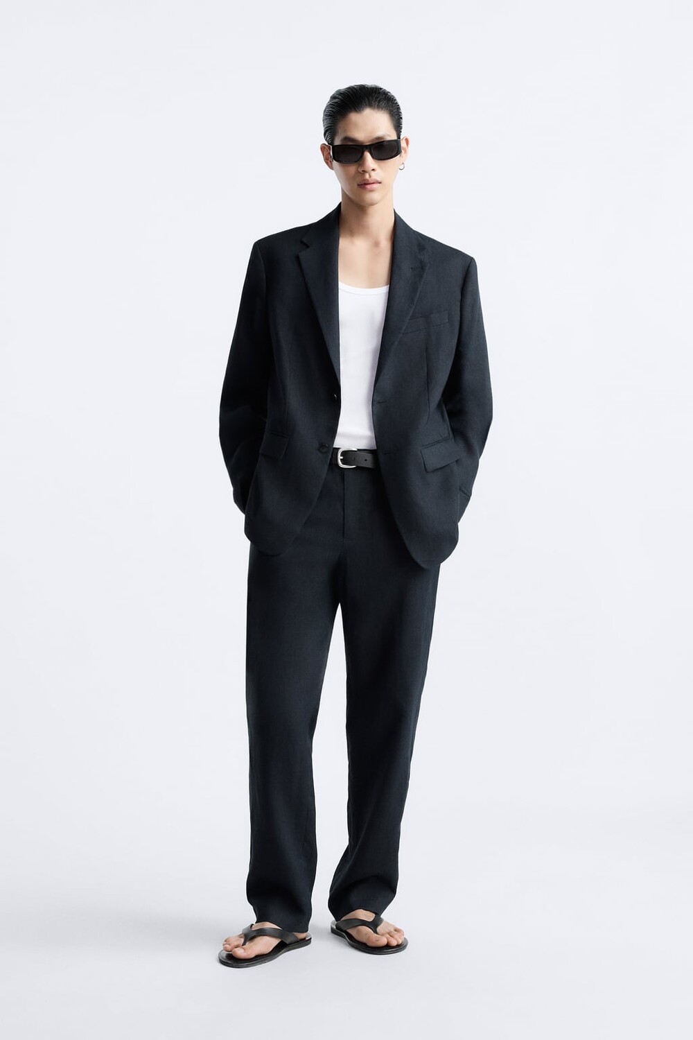 

Брюки из 100% льна ZARA, синий