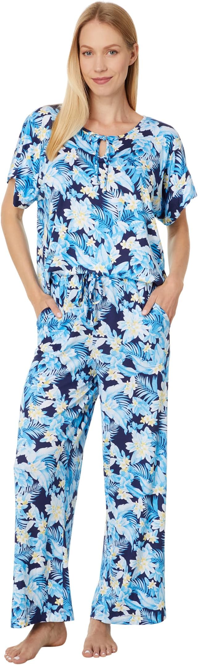 

Пижама Tommy Bahama Short Sleeve Ankle PJ Set, цвет Navy Print