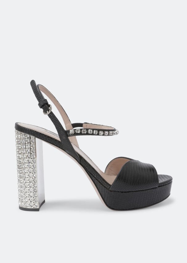 

Сандалии Miu Miu Leather Platform, черный