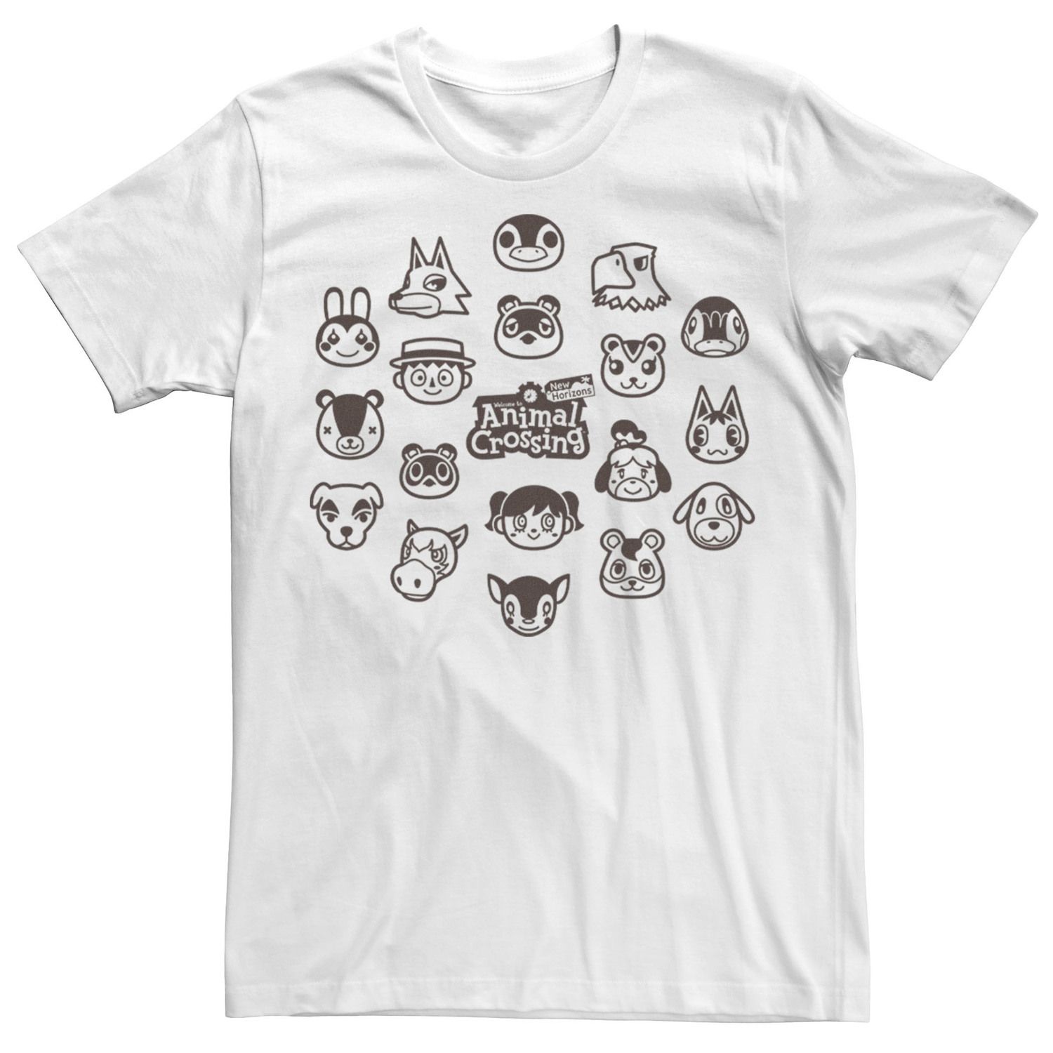 Мужская футболка Animal Crossing New Horizons Group Shot Villagers Licensed Character, белый