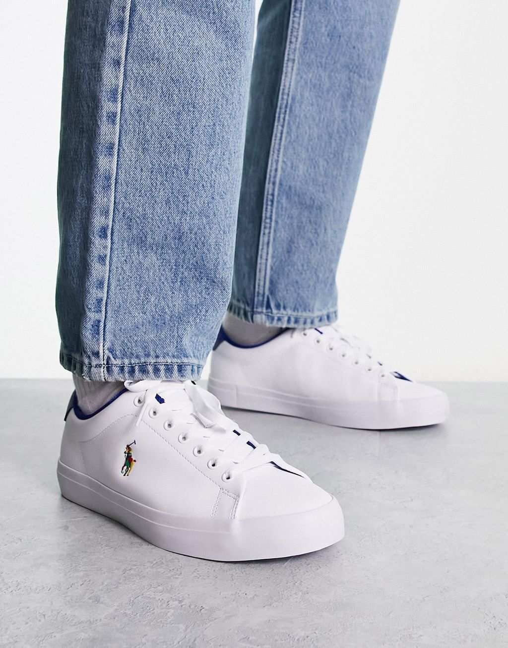 

Белые кожаные кроссовки Polo Ralph Lauren Longwood с логотипом в виде пони