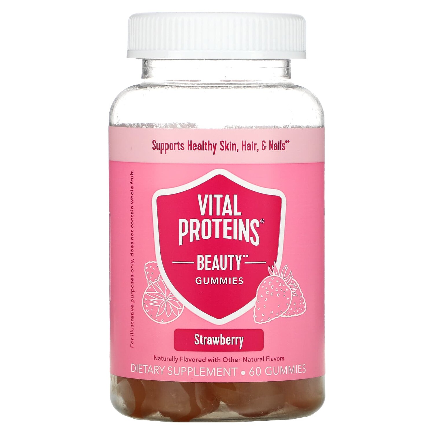

Beauty Gummies, клубника, 60 жевательных таблеток, Vital Proteins