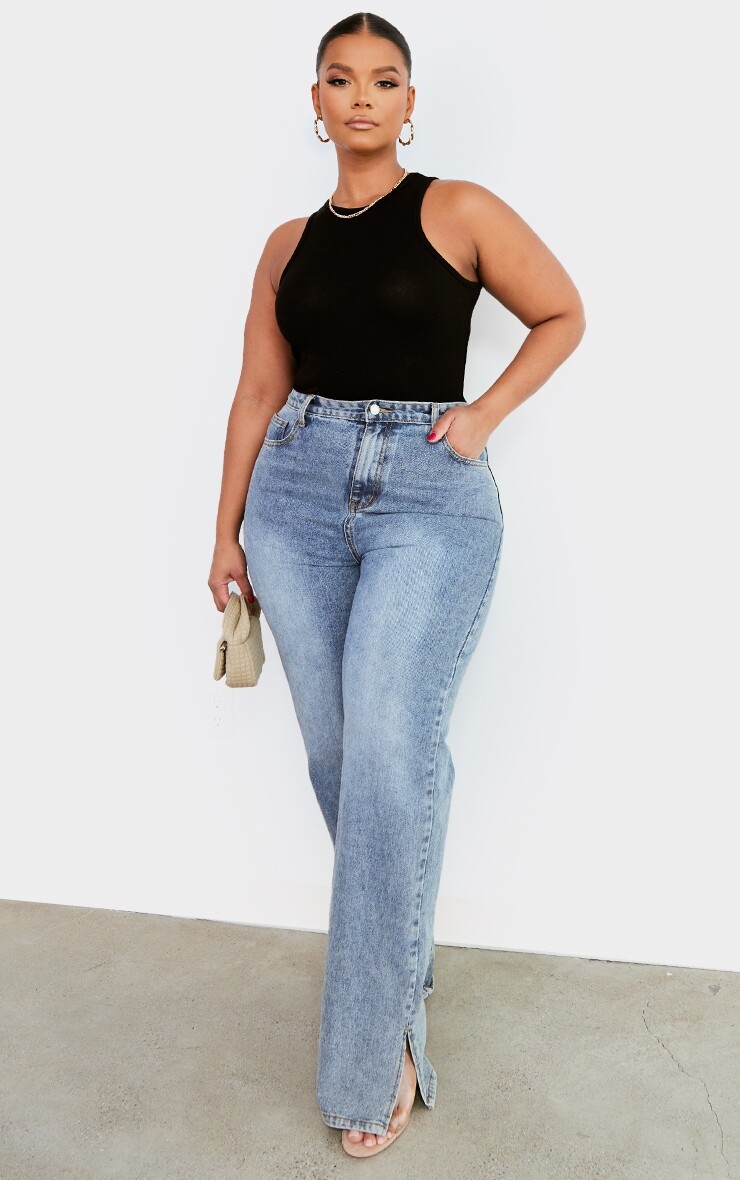 

PrettyLittleThing Длинный укороченный топ Plus Black Racer