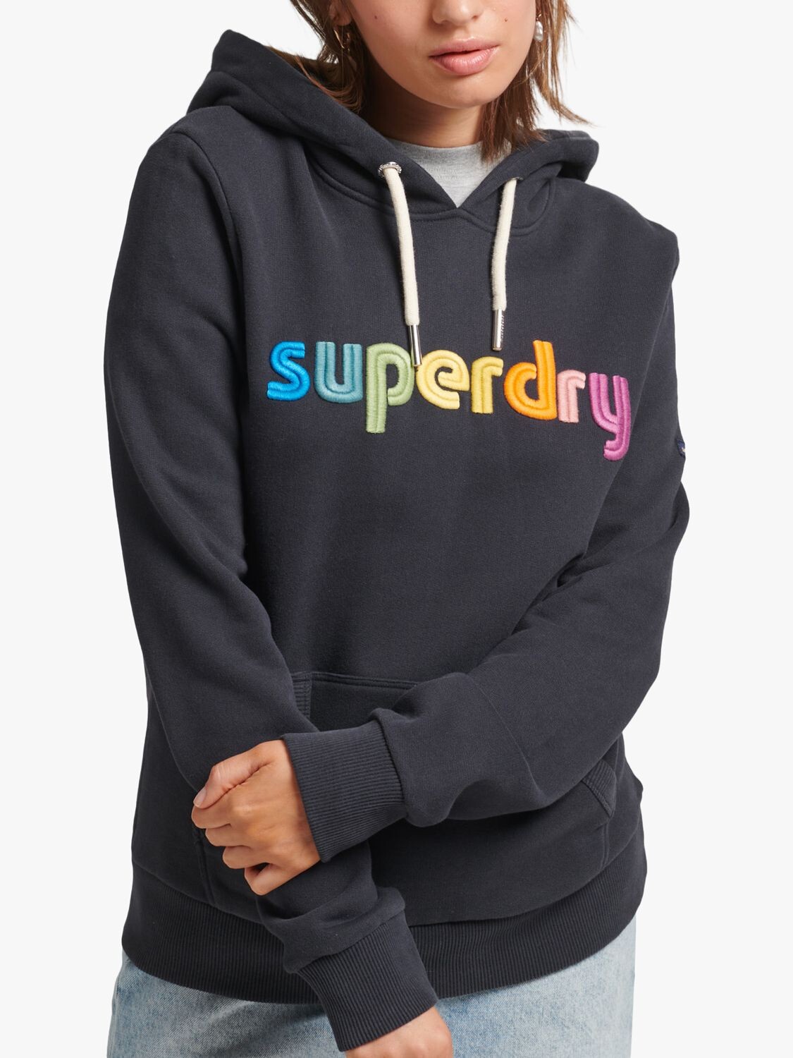

Худи Superdry с вышитым радужным логотипом, насыщенный темно-синий цвет