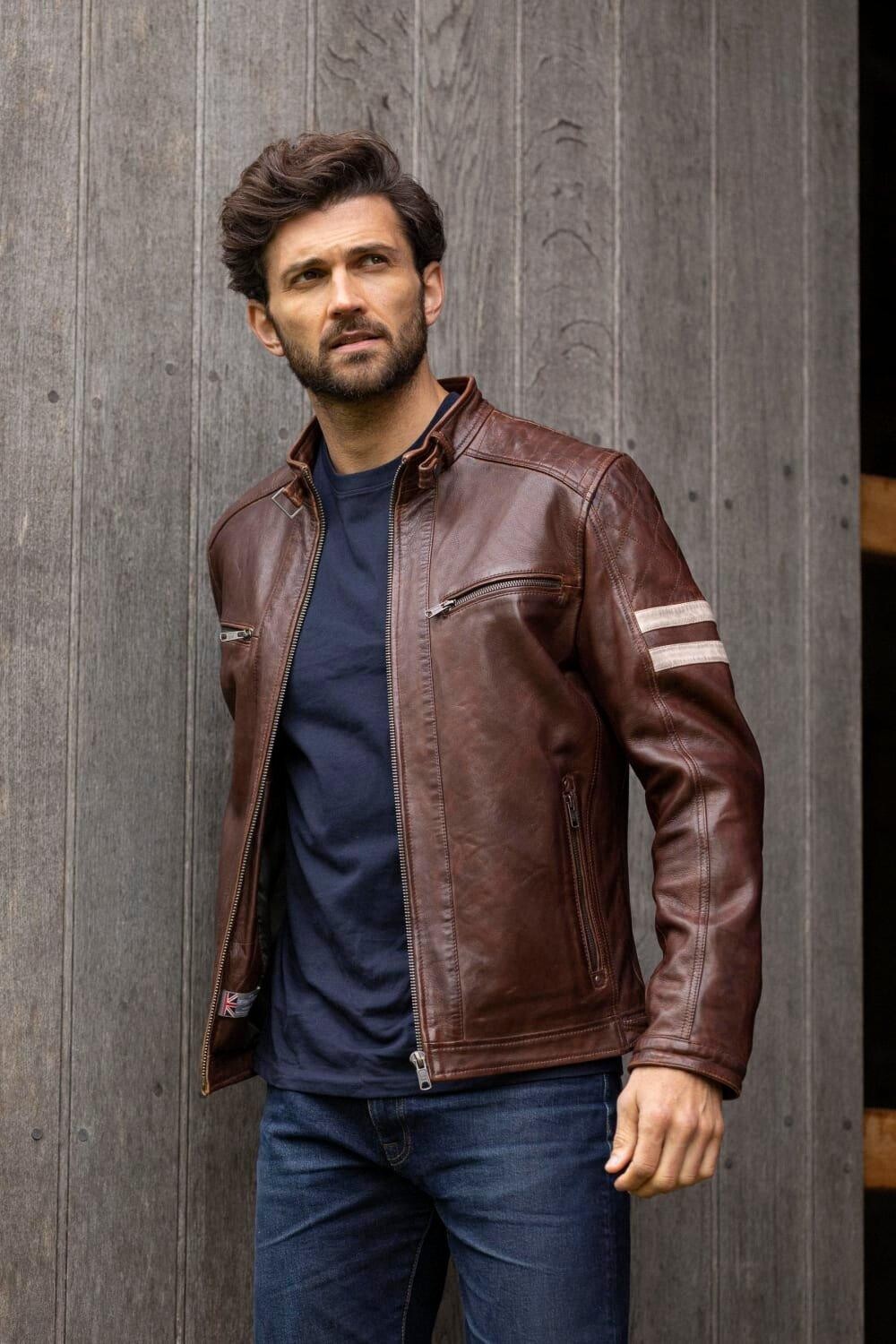 

Кожаная куртка-гонщик "Чарли" Lakeland Leather, коричневый