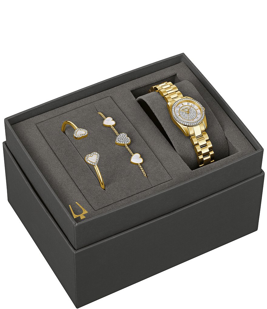 цена Женские часы Bulova Crystal Collection золотистого цвета с браслетом из нержавеющей стали, золотой
