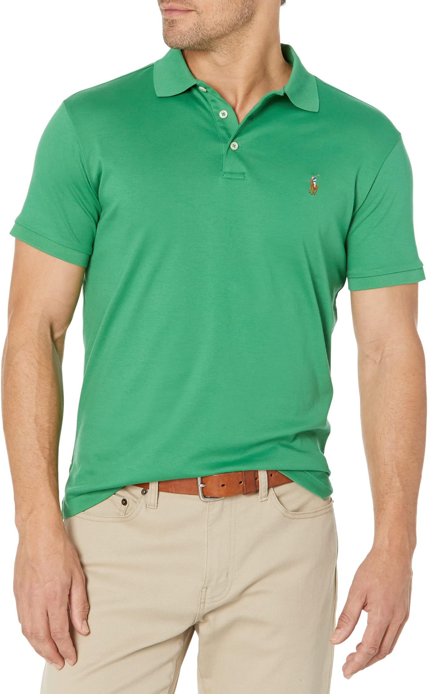 

Рубашка-поло Custom Slim Fit Soft Cotton Polo Polo Ralph Lauren, цвет Lifeboat Green