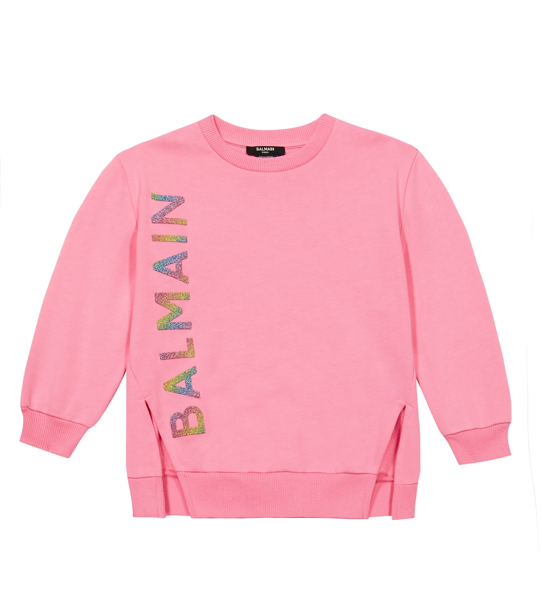 Толстовка из хлопка с логотипом Balmain, розовый худи с логотипом из хлопка balmain черный