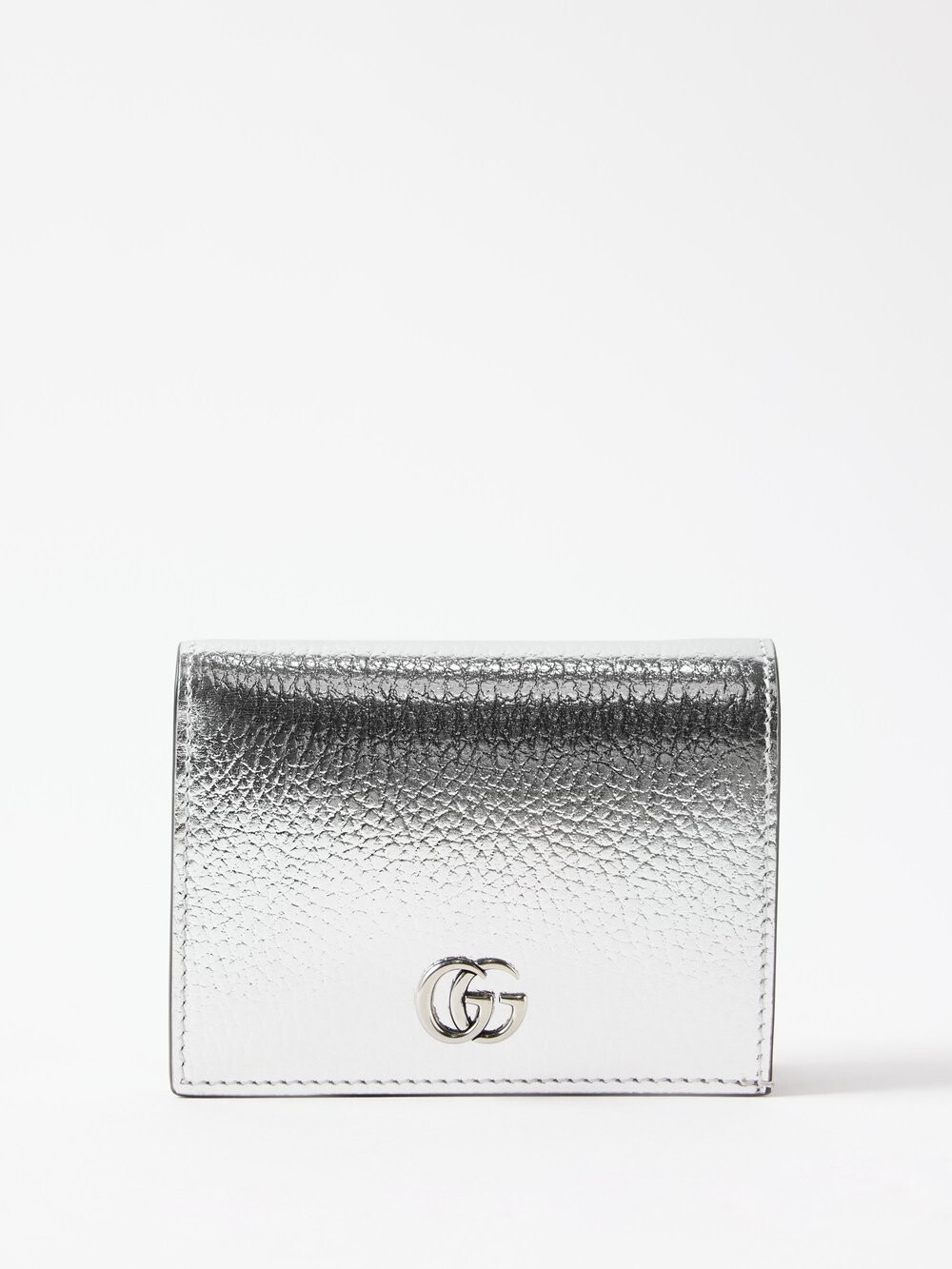 

Кошелек gg-marmont из кожи металлик Gucci, серебряный