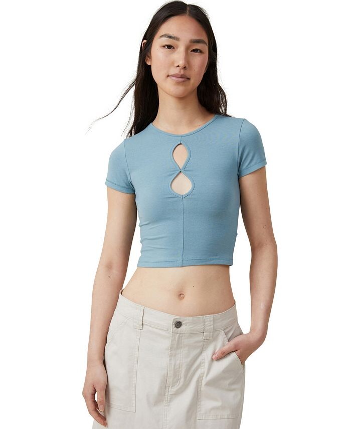 

Женский топ с короткими рукавами Bailey Keyhole COTTON ON, синий