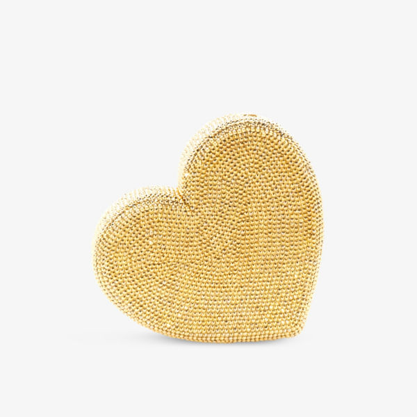 Латунный клатч в форме сердца, украшенный кристаллами Judith Leiber Couture, цвет champagne aurum