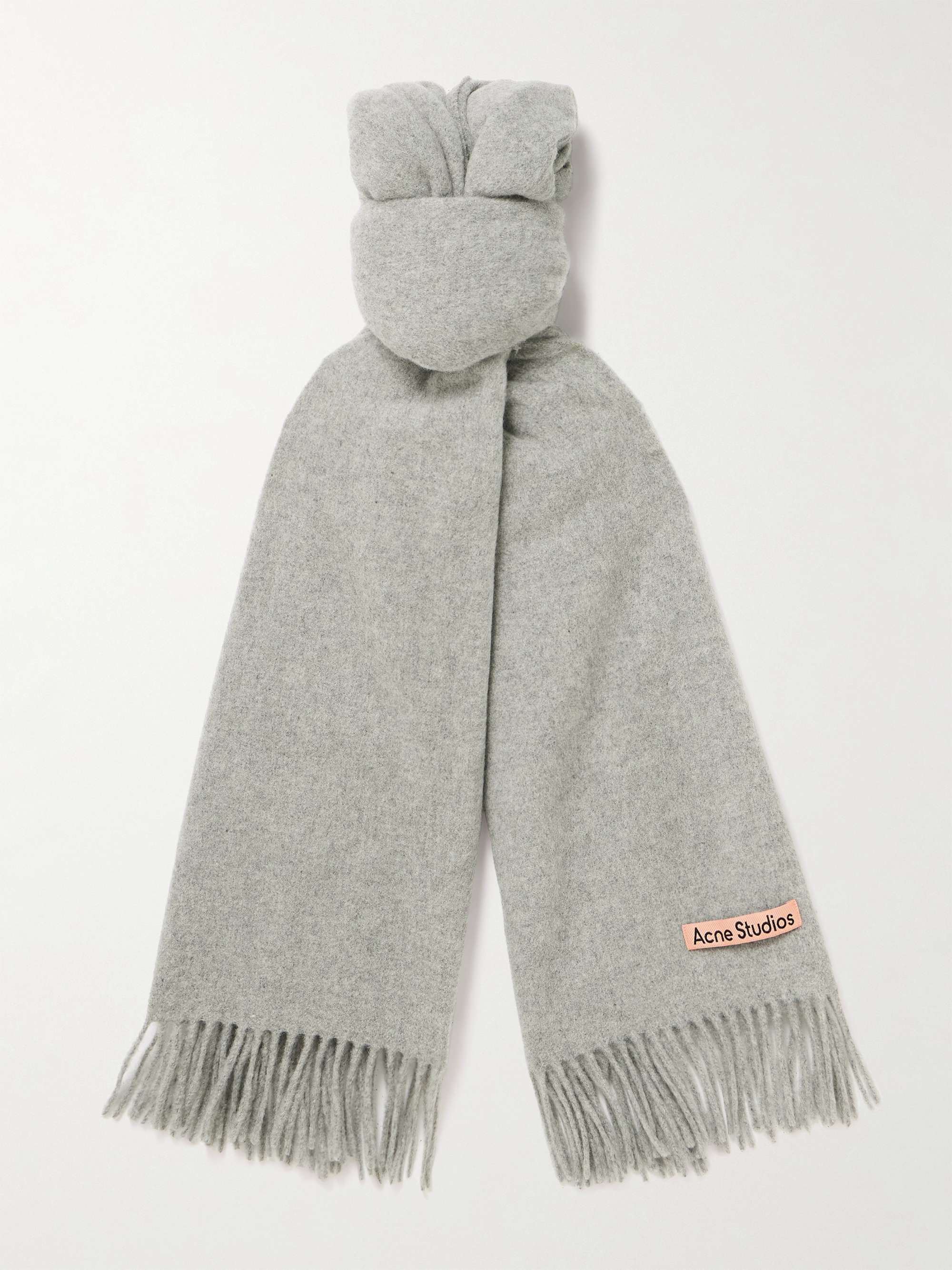 Канадский шерстяной шарф с бахромой ACNE STUDIOS, серый