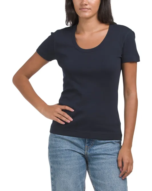 

Футболка с овальным вырезом Three Dots, цвет Deep Ocean