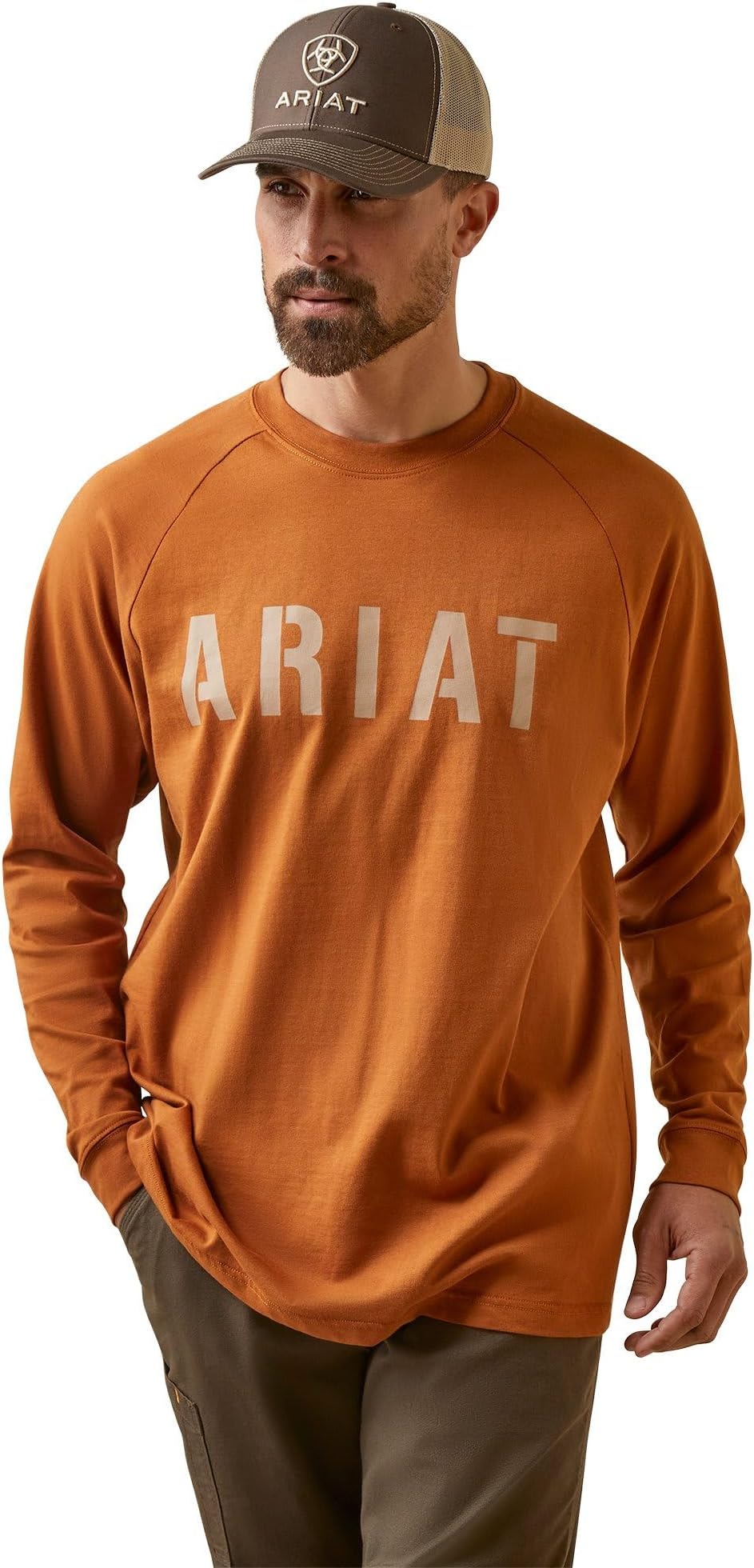 Хлопковая футболка Rebar Strong Block Ariat, цвет Caramel Cafe