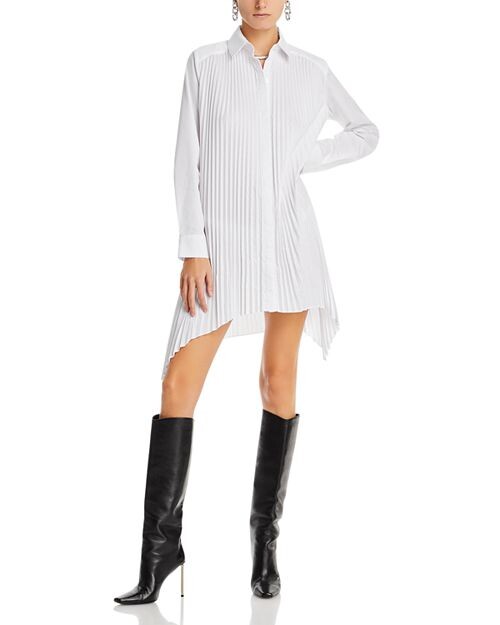

Платье-рубашка со складками Signature BCBGMAXAZRIA, цвет White