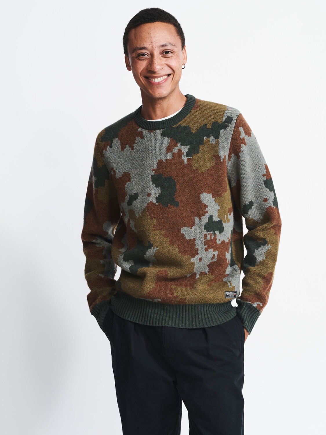 

Джемпер Aubin Camo Crew из смесового кашемира мериносового цвета, камуфляжный