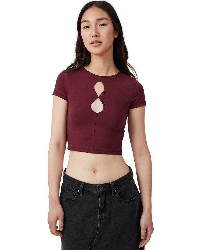 

Женский топ с короткими рукавами Bailey Keyhole COTTON ON, красный