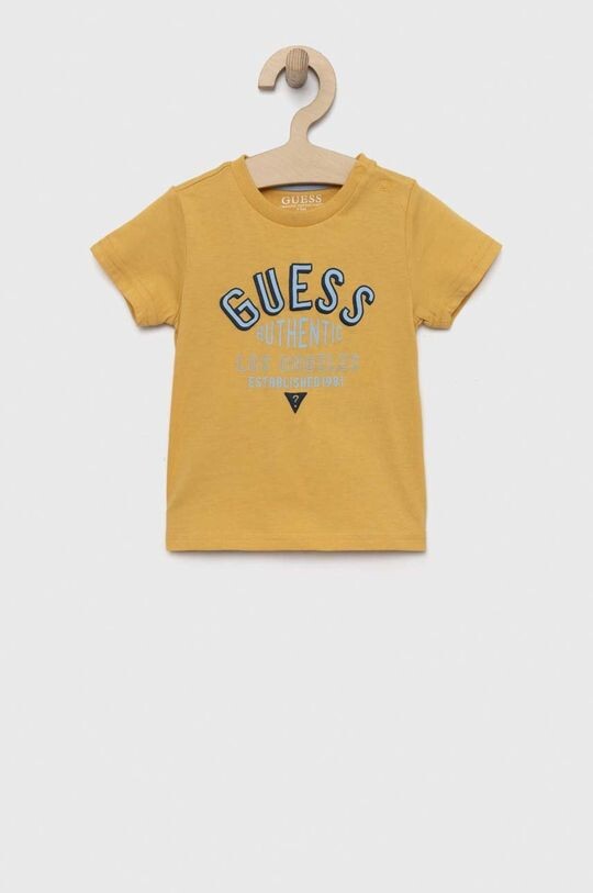 

Детская хлопковая футболка Guess, желтый