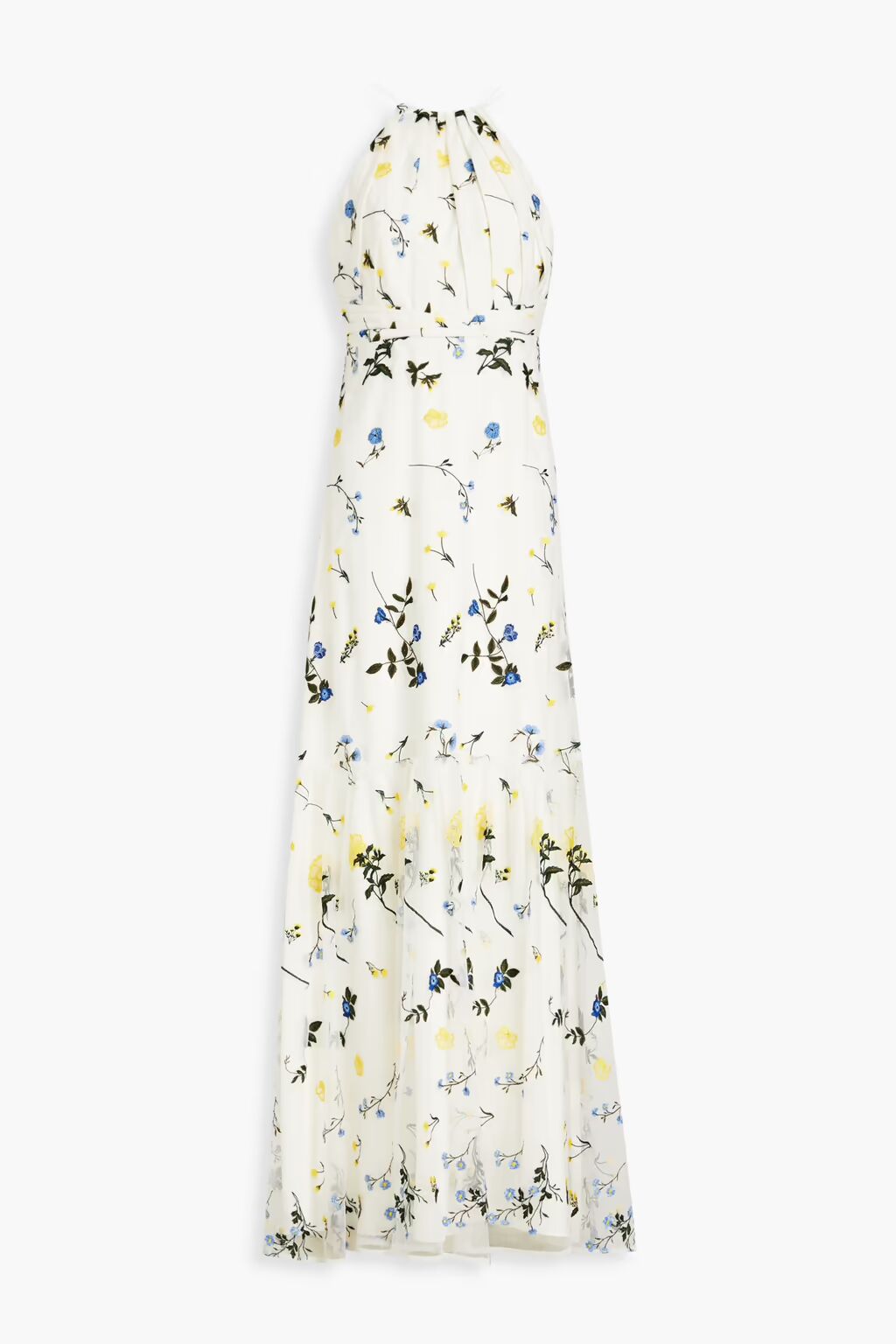 

Плиссированное платье макси из тюля Ml Monique Lhuillier, цвет Off-white