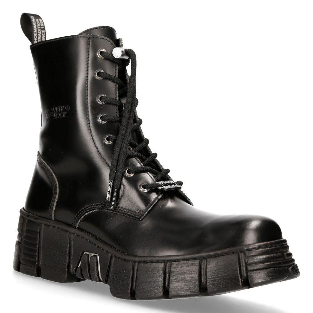 New Rock Boots Кожаные байкерские ботинки до щиколотки-M-WALL026N-C5, черный