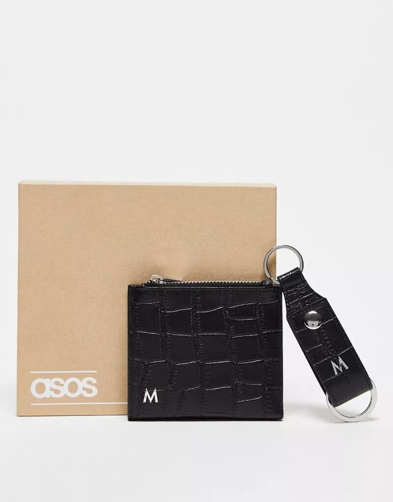 

Кожаный брелок и кошелек с буквой М ASOS