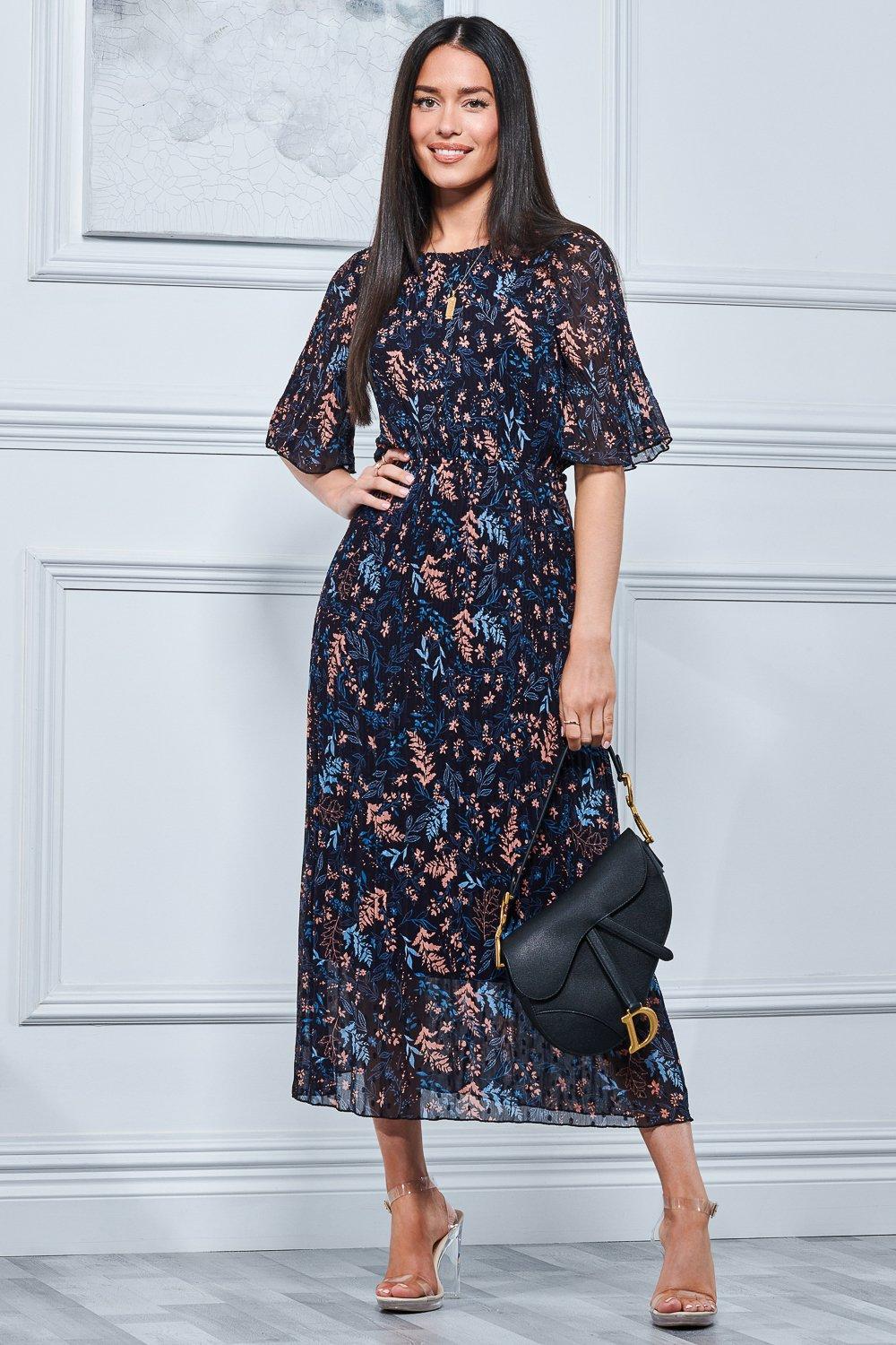 Шифоновое платье макси Quida со складками Jolie Moi, синий цена и фото