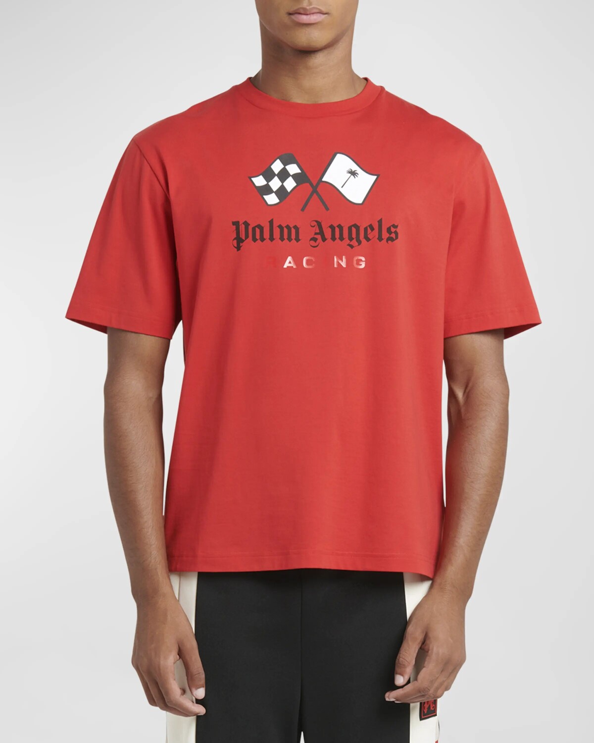 

Мужская футболка с логотипом Racing Palm Angels, цвет Red Black