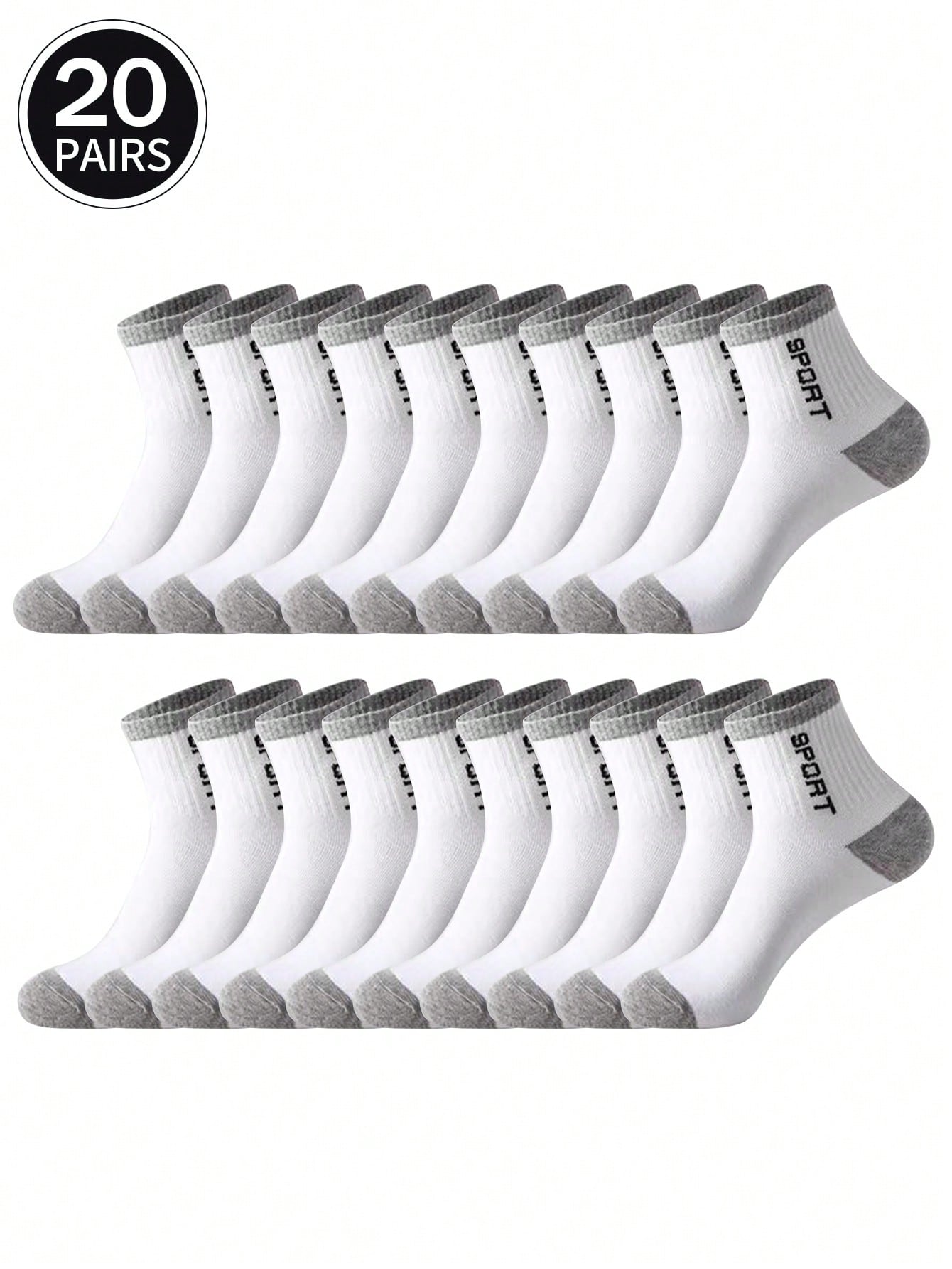 20 пар мужских носков средней длины, белый фото