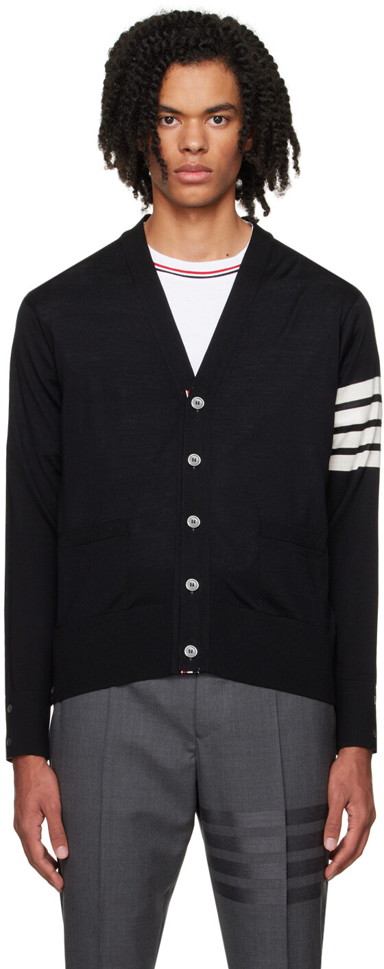 

Черный кардиган с 4 перемычками Thom Browne