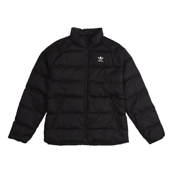 Пуховик adidas originals Solid Color Stay Warm Zipper Stand Collar Down Jacket Black, черный
