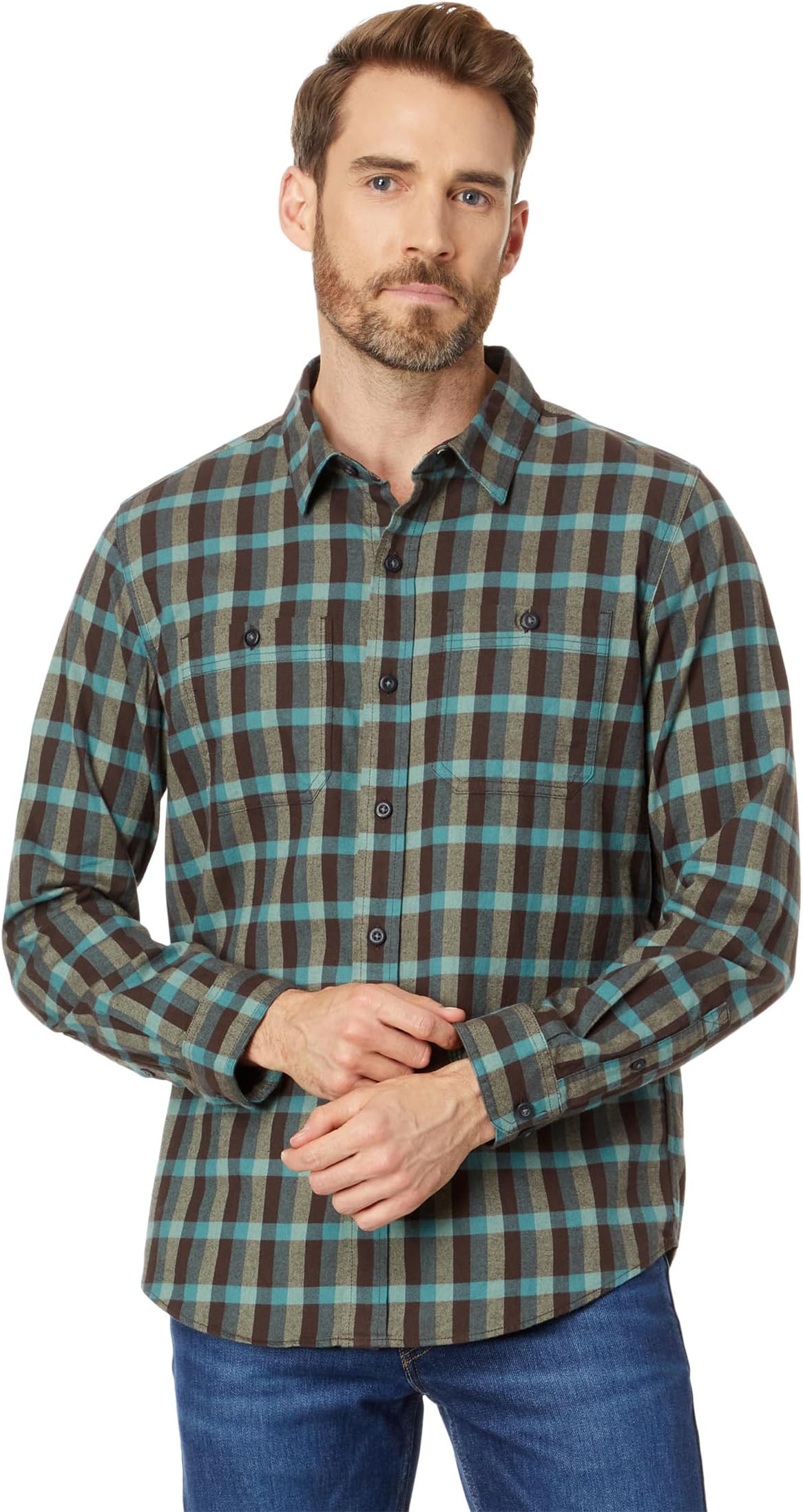 Wicked Мягкая фланелевая рубашка в клетку слегка приталенного кроя L.L.Bean, цвет Soft Spruce