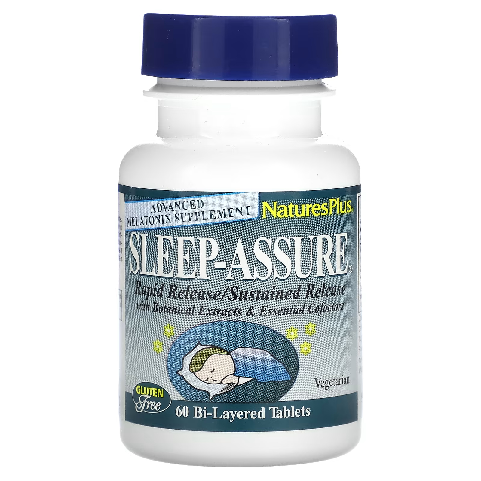 Добавка с мелатонином NaturesPlus Sleep Assure, 60 двухслойных таблеток enzymatic therapy remifemin добавка для спокойного сна 21 таблетка