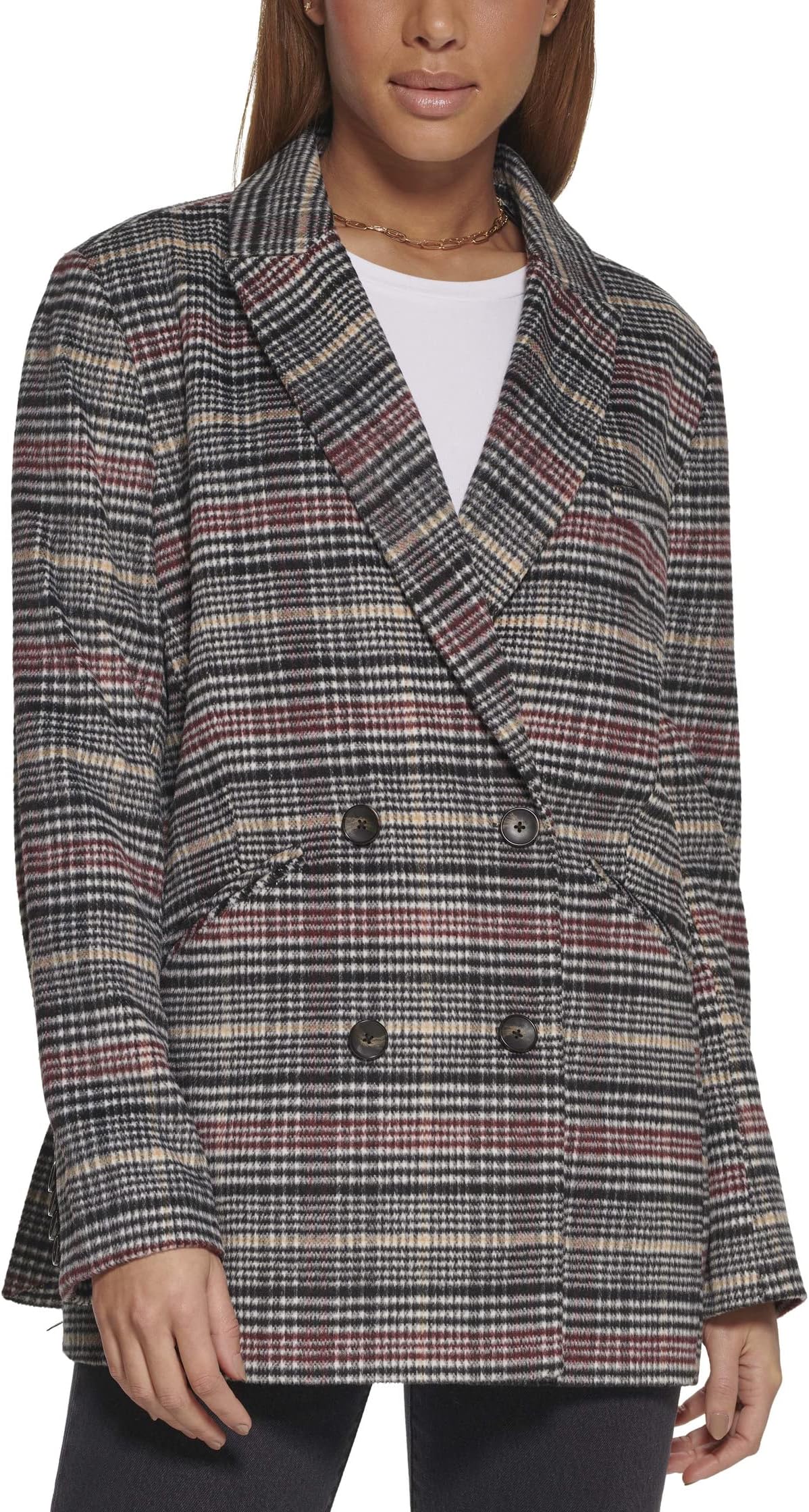 Двубортный пиджак-пиджак Levi's, цвет Plum Houndstooth