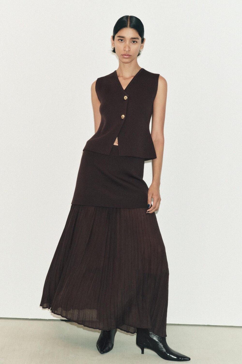 

Ботинки на каблуке-кошке ZARA, бордово-красный