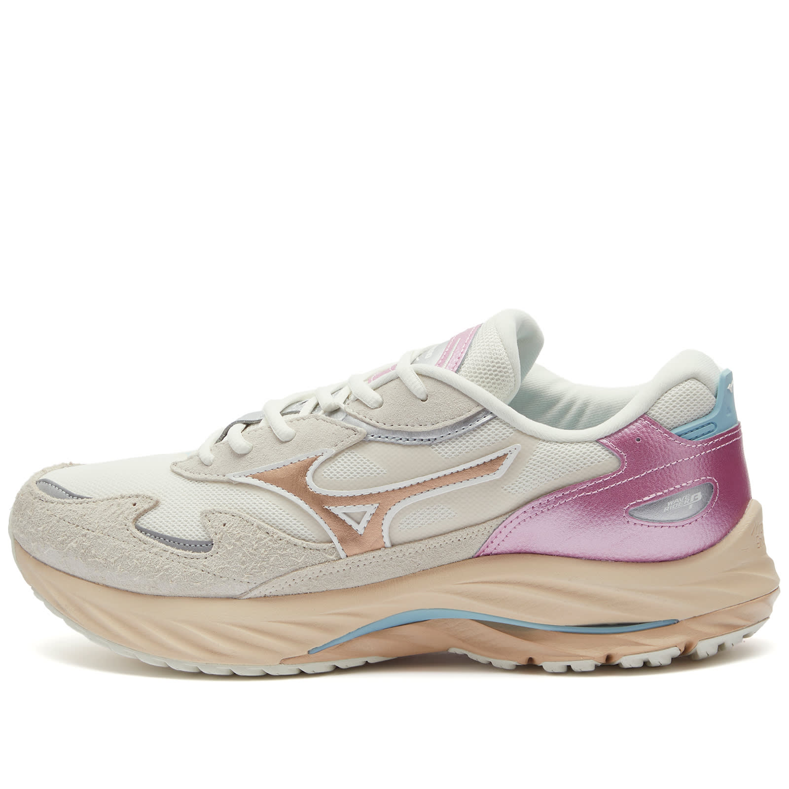 

Кроссовки Mizuno Wave Rider Β 'Kosei', цвет White Sand, Silver & Sky Blue