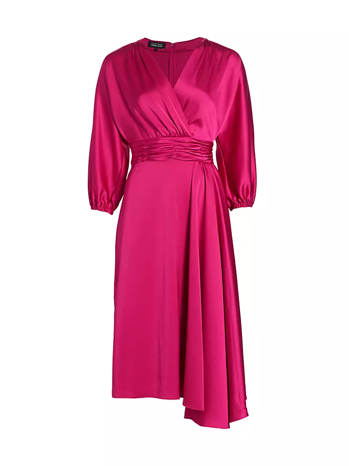 Платье длиной до колена из атласного крепа Teri Jon By Rickie Freeman, фуксия meri teri розовые трусики танга meri teri
