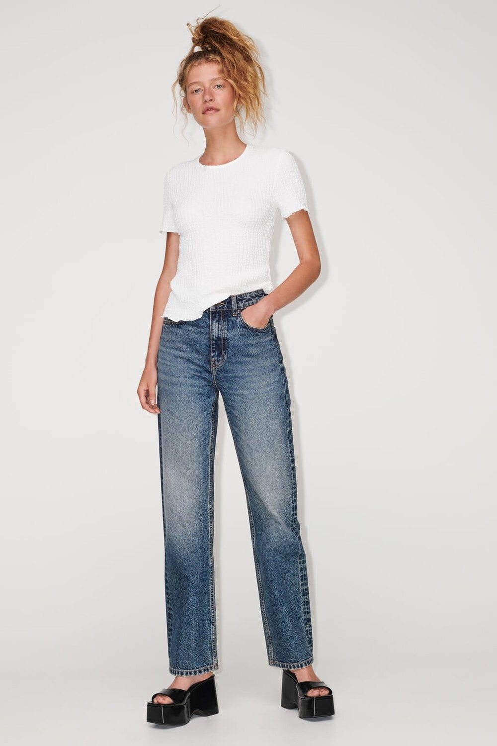

Текстурная футболка ZARA, белый