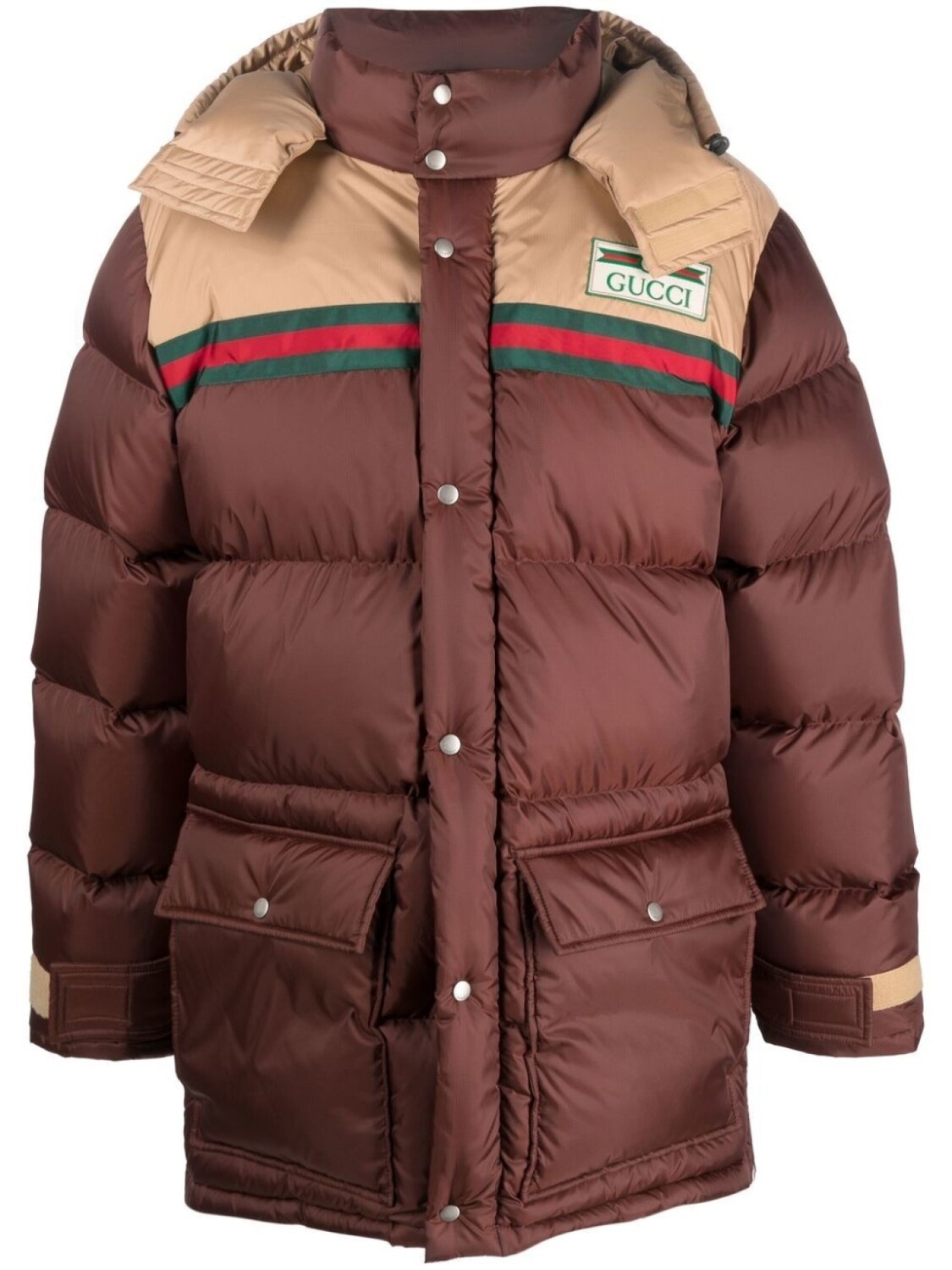 

Gucci пуховик с нашивкой-логотипом, коричневый