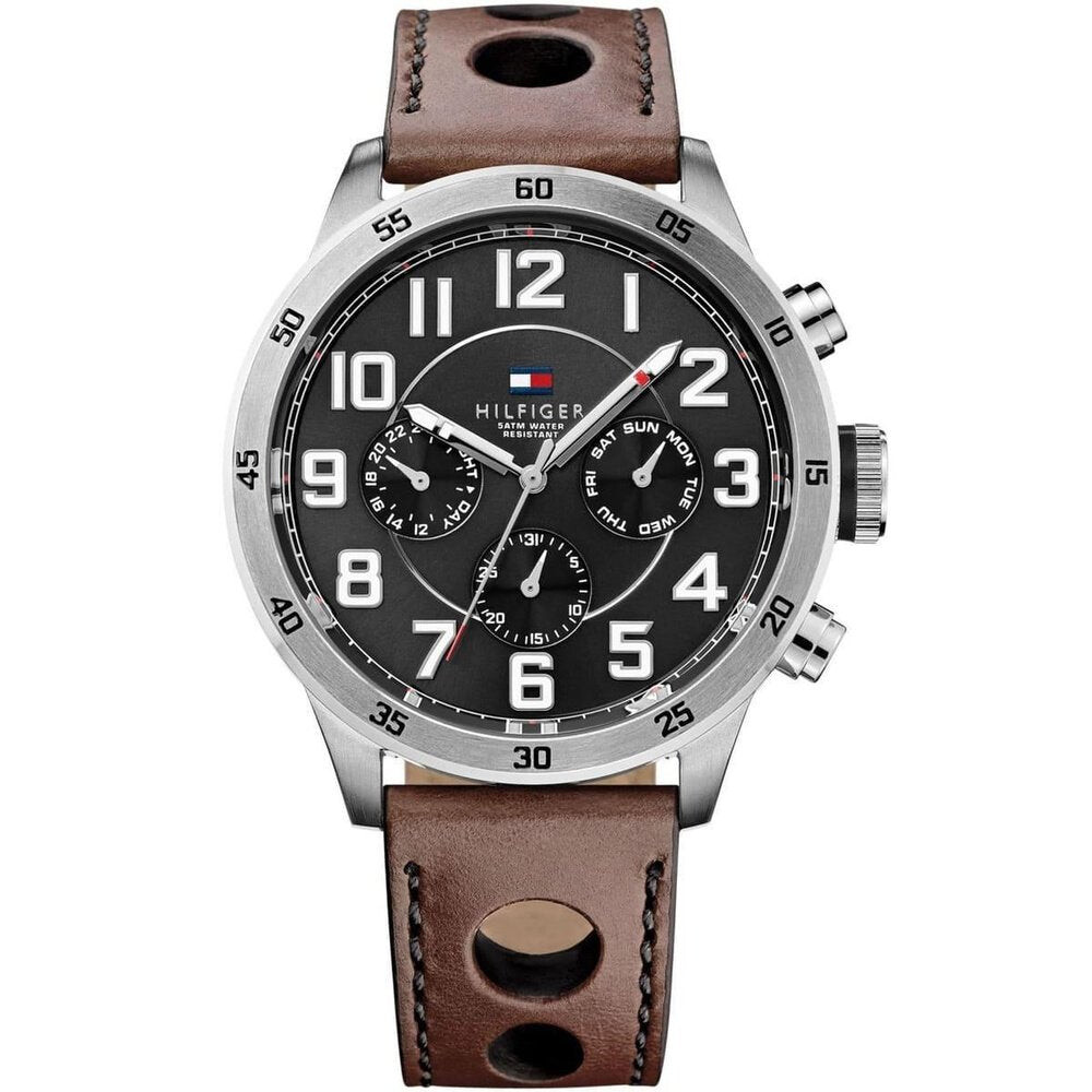 

1791049 многофункциональные кожаные часы trent watch it Tommy Hilfiger, коричневый