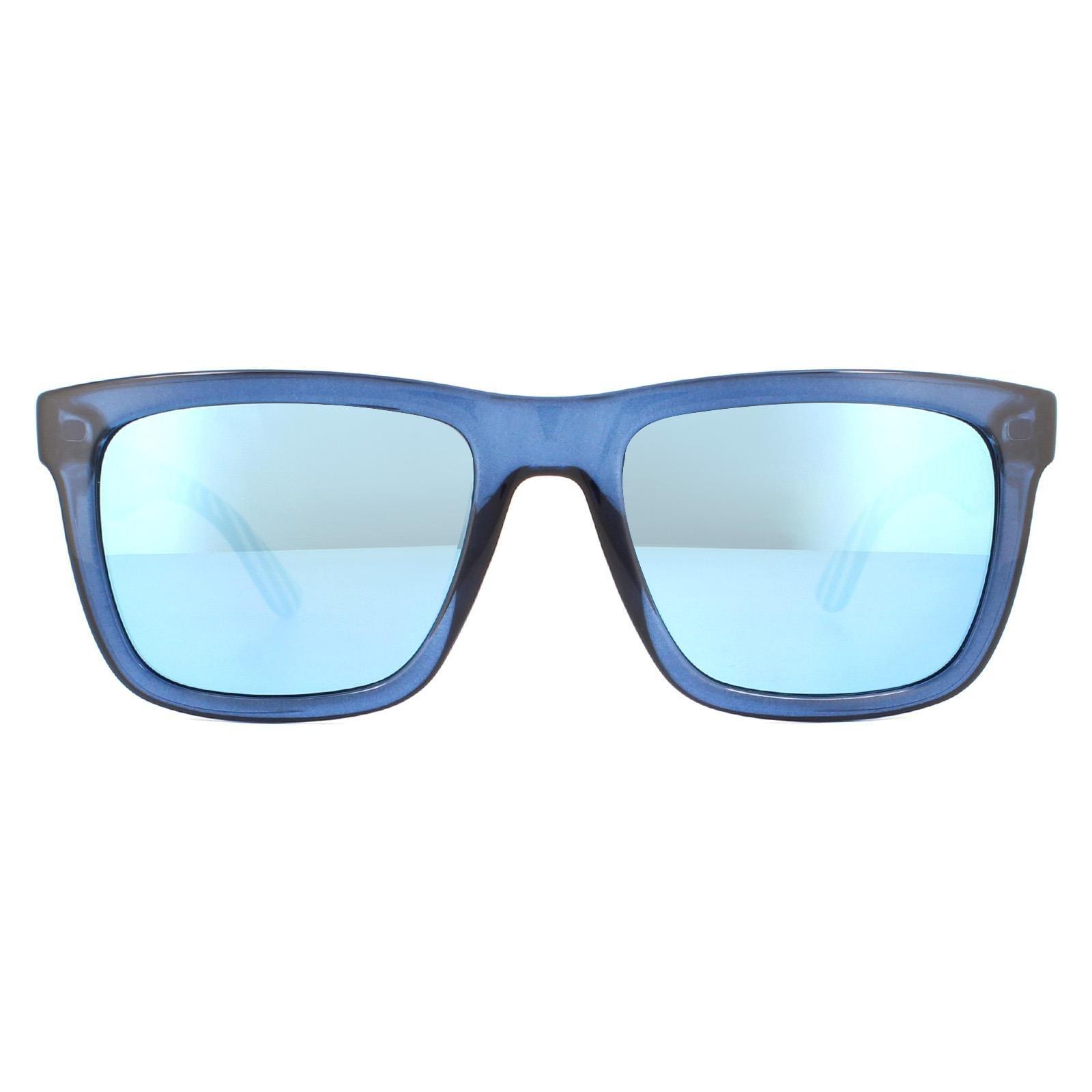 цена Прямоугольные синие синие зеркальные солнцезащитные очки Lacoste, синий