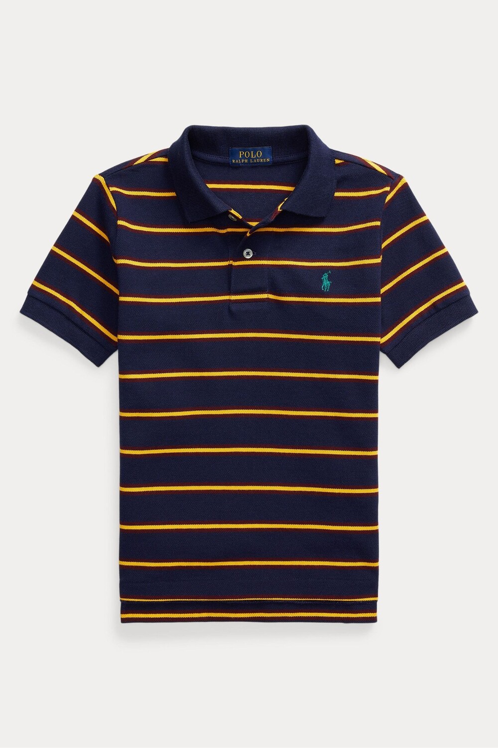 

Синяя рубашка-поло для мальчика с яркими полосками и логотипом Polo Ralph Lauren, синий